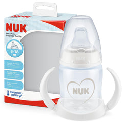 NUK First Choice Learner Cup Sippy Cup   6-18 Months   Leak-Proof Silicone Spout   Anti-Colic Vent   BPA-Free   150ml   White & Grey