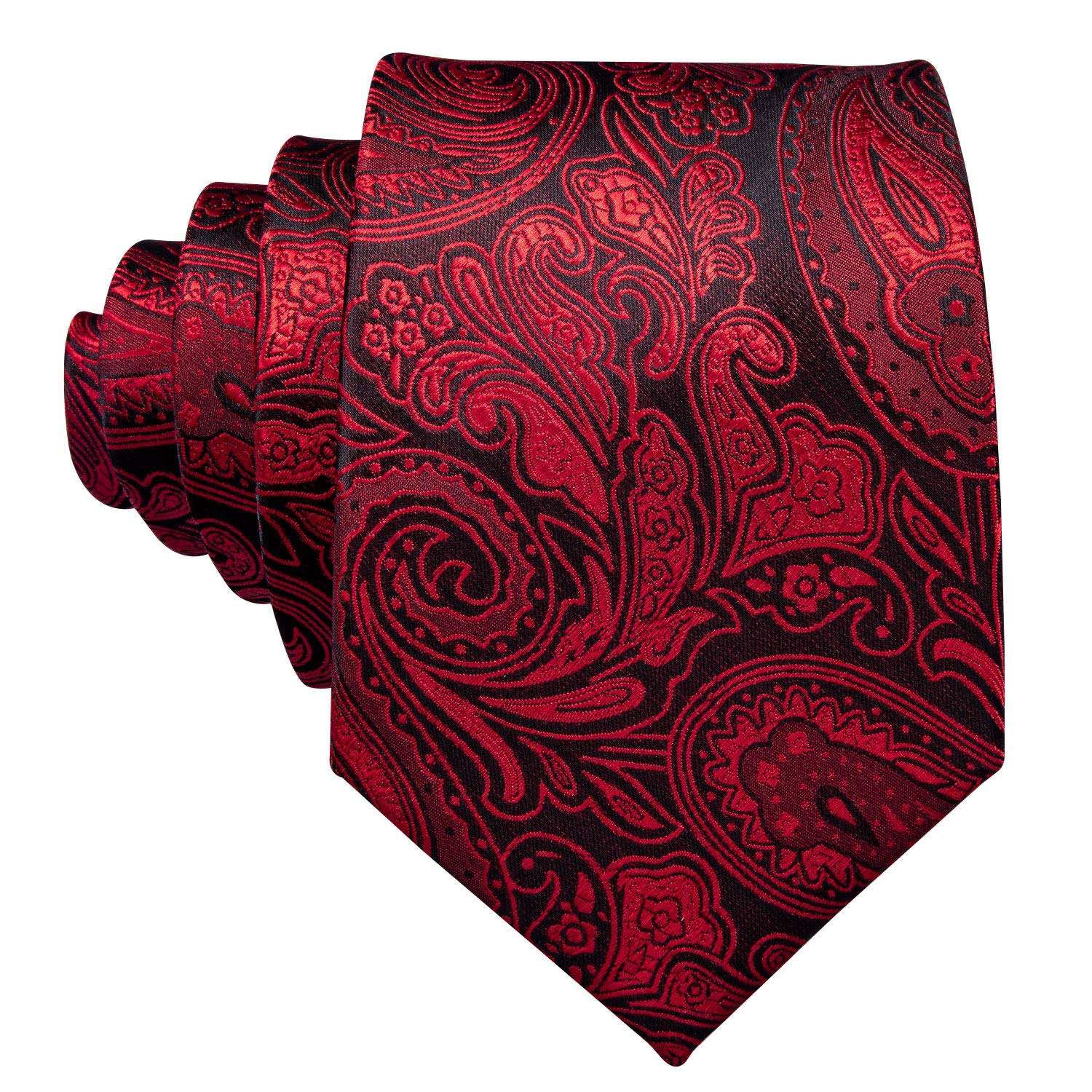 Barry.Wang Paisley Man Tie Set Silk Wove Necktie Handkerchief Cufflinks Jacquard Stain Formal Business Purple