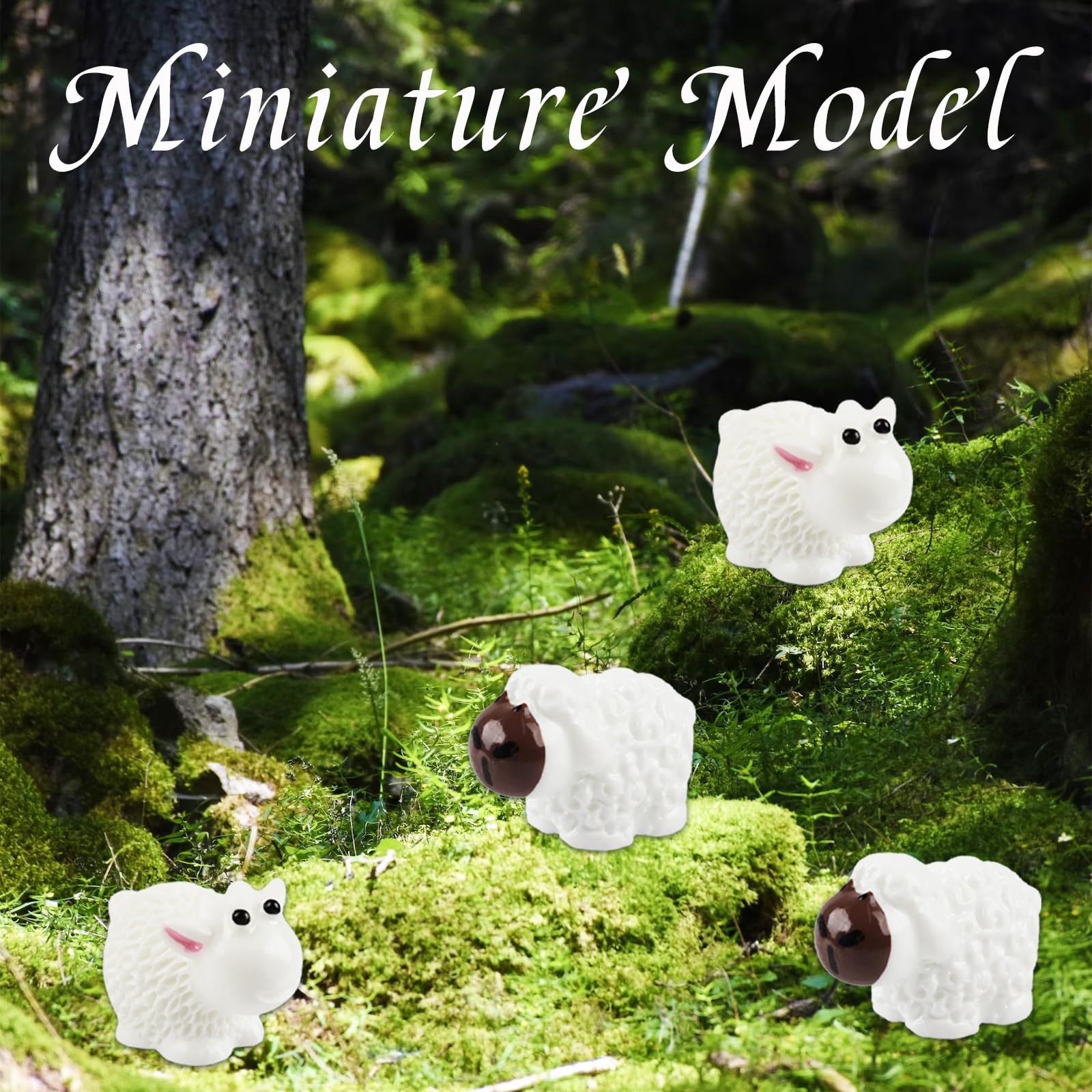 LLMSIX 30PCS Mini Sheep Figurines Fairy Garden Sheep Ornament Outdoor Statue Animal DIY Craft Cake Topper Home Decor for Dollhouse Bonsai Micro Landscape (Male and Mother Sheep)