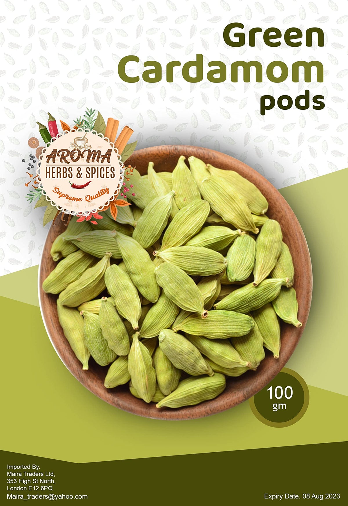 Green Cardamom pods  Elaichi pods   Green Elaichi   Natural   Bold   Premium Quality   All Natural   Vegan   Gluten Friendly   Non-GMO (100 Gram)