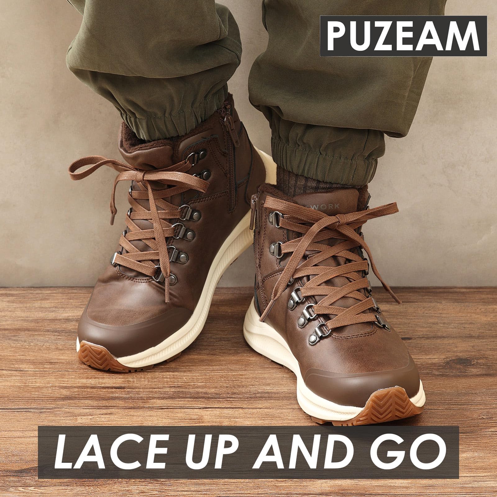 Puzeam 2 Pairs Flat Waxed Cotton Shoe Laces 7mm Wax Laces For Mens Leather Boots Casual Shoes Brown 140