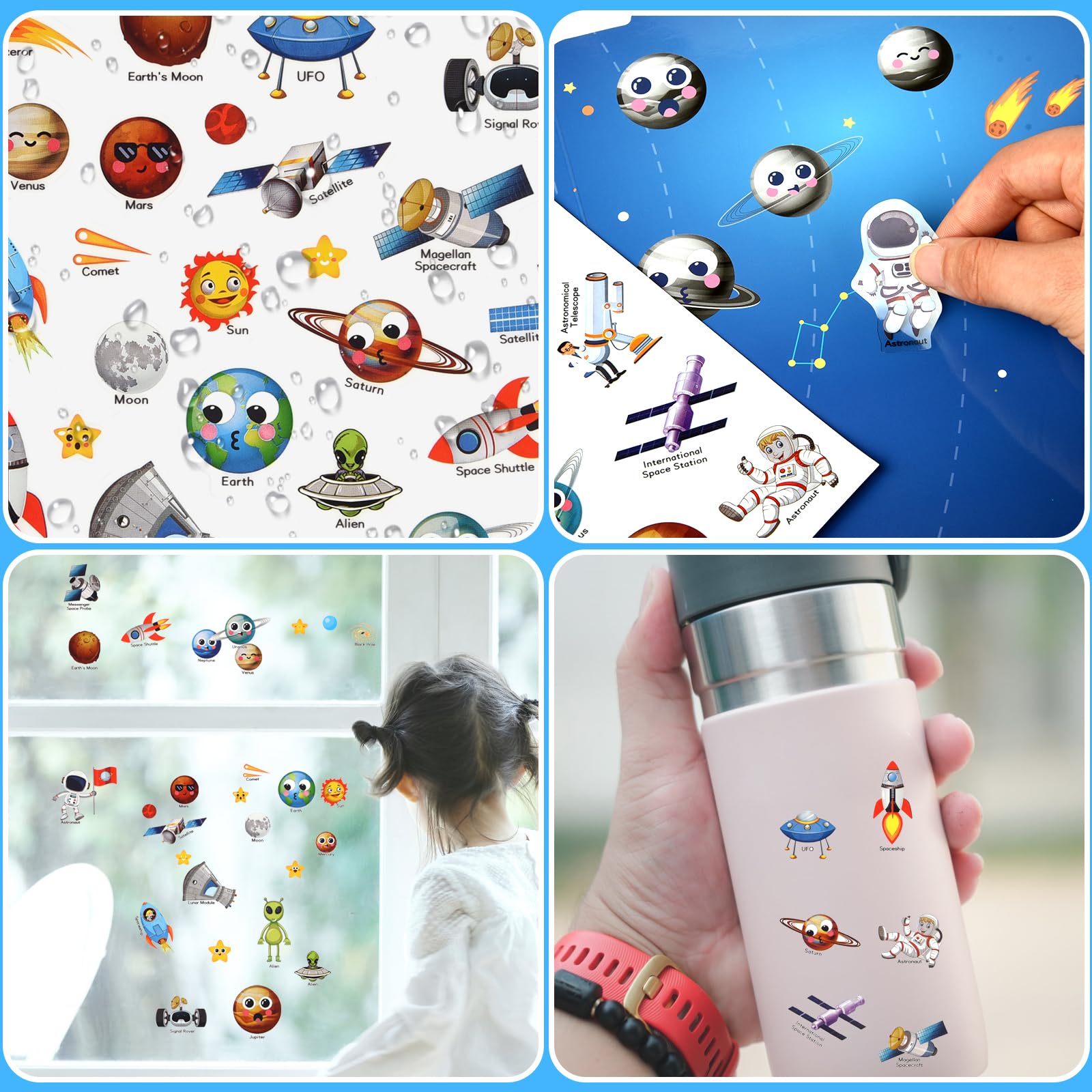 ASTARON 3D Sticker Scenes Book for Kids, 88 Pcs Reusable Space Jelly Stickers for Toddlers, Puffy Sticker Game Educational Sensory Learning Toy, Party Supplies Birthday Gift