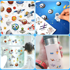 ASTARON 3D Sticker Scenes Book for Kids, 88 Pcs Reusable Space Jelly Stickers for Toddlers, Puffy Sticker Game Educational Sensory Learning Toy, Party Supplies Birthday Gift