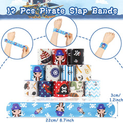 Pirate Party Bag Fillers for Kids Boys Girls, 42Pcs Pirate Theme Assorted Toys Pinata Filler with Slap Bands Stickers Keychains Gift Bags Lucky Dip Prize Party Favours for Birthday Gift Halloween