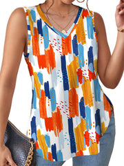 Aokosor Vest Tops for Women Summer Tops Ladies V Neck Sleeveless Summer Casual Tank Size 22-24 Colorful