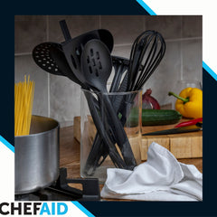 Chef Aid 10E02408 Nylon Serving Tongs,BPA Free Kitchen Utensil and Ideal for use with Non-Stick Cookware, Comes in Black Colour