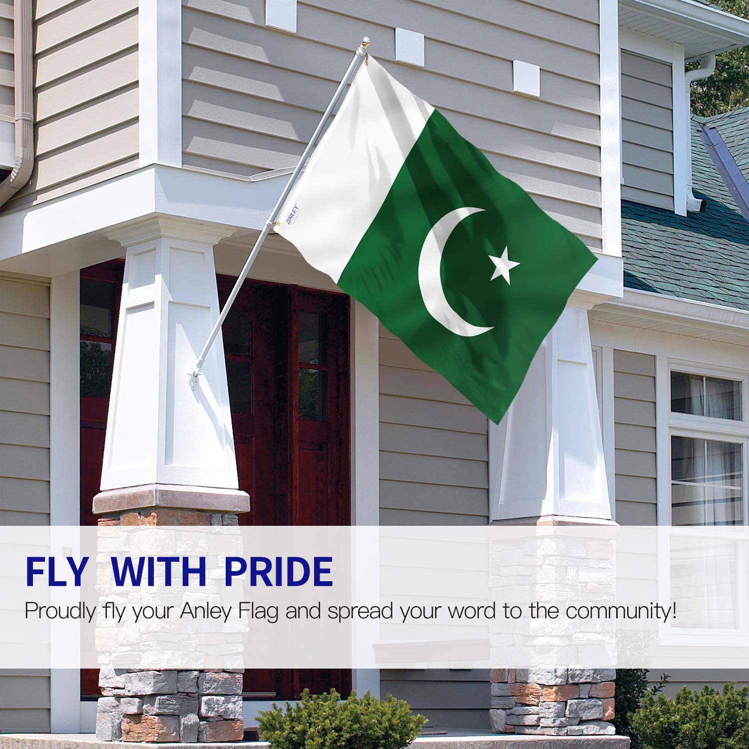 ANLEY Fly Breeze 3x5 Feet Pakistan Flag - Vivid Color and UV Fade Resistant - Canvas Header and Double Stitched - Republic of Pakistan Flags Polyester with Brass Grommets 3 X 5 Ft