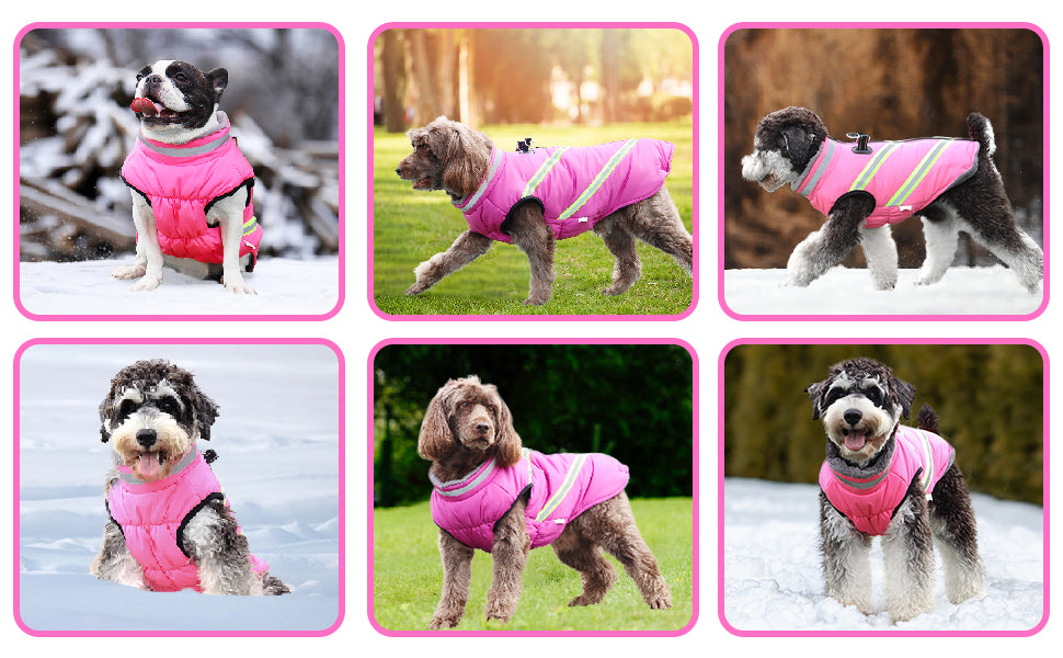 Lairle Dog Coat Waterproof Dog Coats Winter Dog Jacket Vest Clothes Reflective Adjustable Dog Coat with Built in Harness for Small Medium Large Dogs