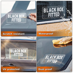 Black Box Fitted Sticker Sign Vinyl 100mm X 150mm Self-Adhesive Security Warning Decal Removable Waterproof for Car Window Bumper Door 5 PCS