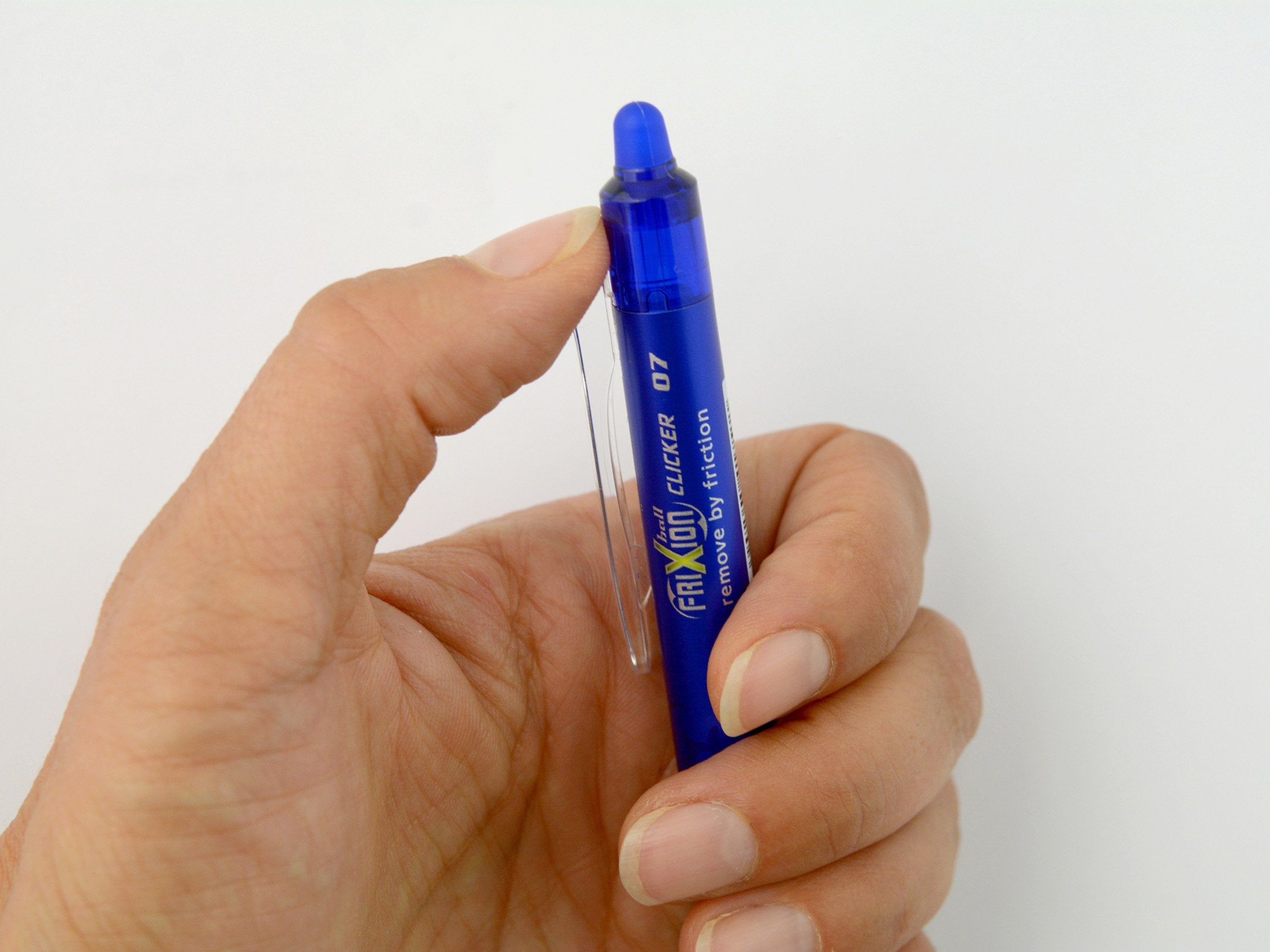 Pilot Frixion Clicker Erasable Retractable Rollerball 0.7 mm Tip Pen with Three Refills - Blue, Single Pen