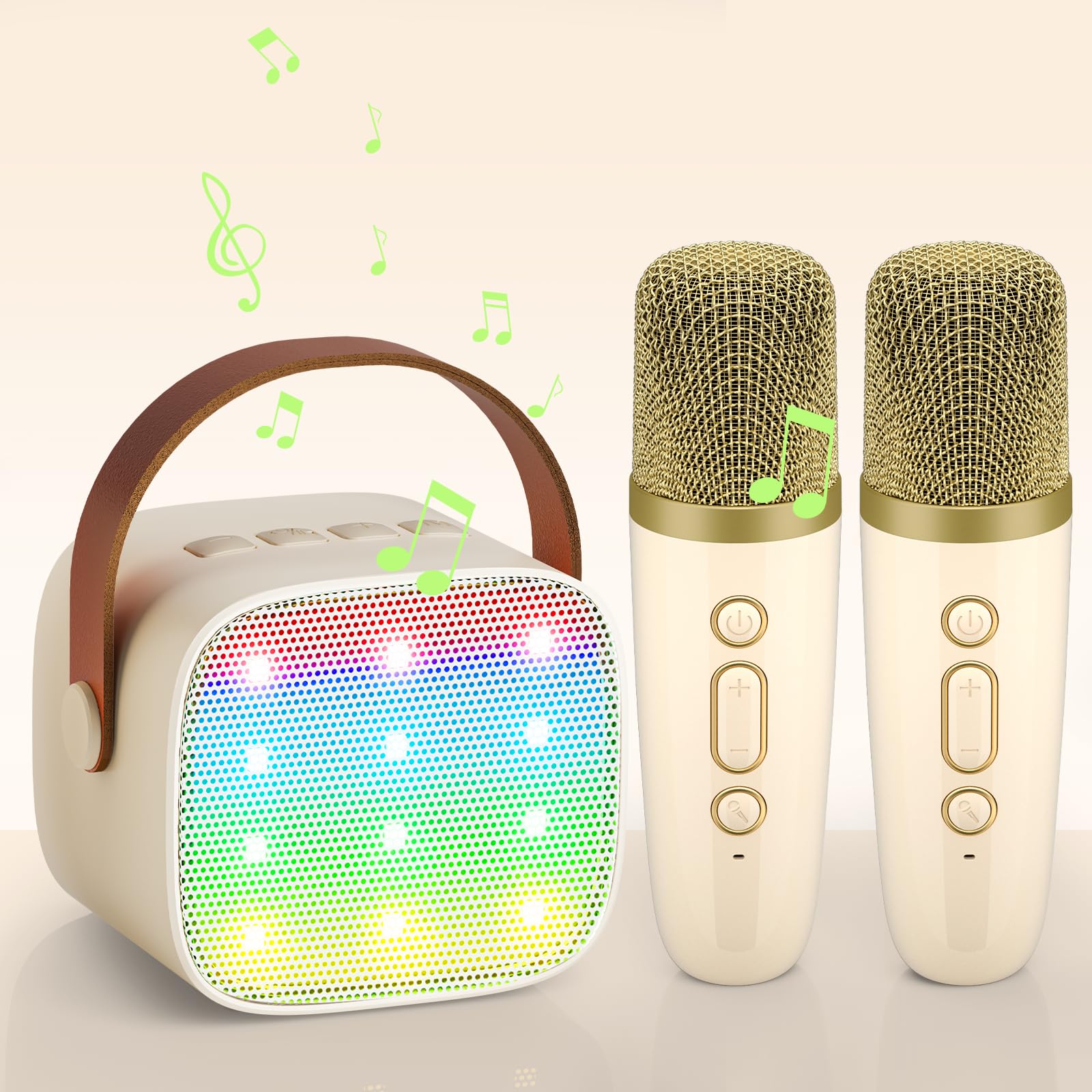 Kids Karaoke Machine 2 Microphones, 2023 Upgrade Wowstar Karaoke Machine for Girls Boys Kids Children Adults, Portable Bluetooth Speaker/Voice Changer/Led Lights/Toy Gift Party Game (Yellow)