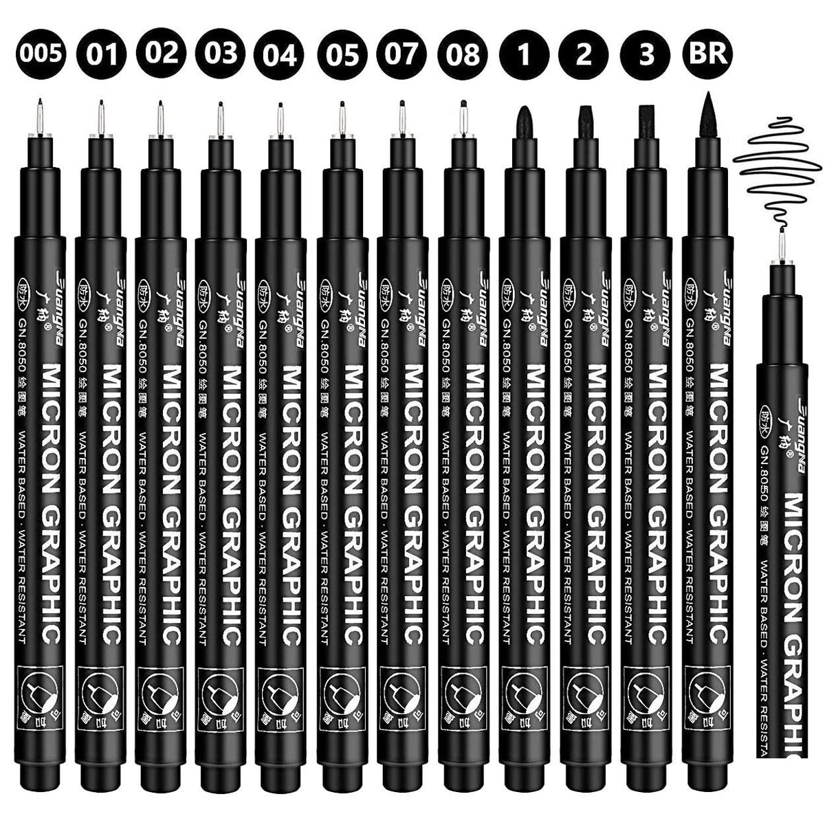 Gelanty Black Fineliner Pens Set 12 Pack Fineliners Technical Drawing Pens, Micro Liner Art Pens for Artist, Brush Pens for Art Sketching, Technical Drawing, Illustration, Comic