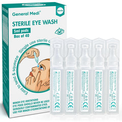 General Medi Eye Wash - Sterile Saline Solution 5ml/0.9% (Pack of 40)