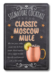 BAR SIGNS Classic Signature Cocktail Recipes Posters, Chalkboard Wall Art 20cm X 30cm for Home Decor, Pub, Tiki Bar, Kitchen, Restaurant (Moscow Mule)