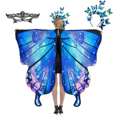 plainshe Butterfly Wings, Fairy Wings for Adults, Butterfly Costume Purple, Halloween Costumes for Women, 3PCS Butterfly Cape Set.