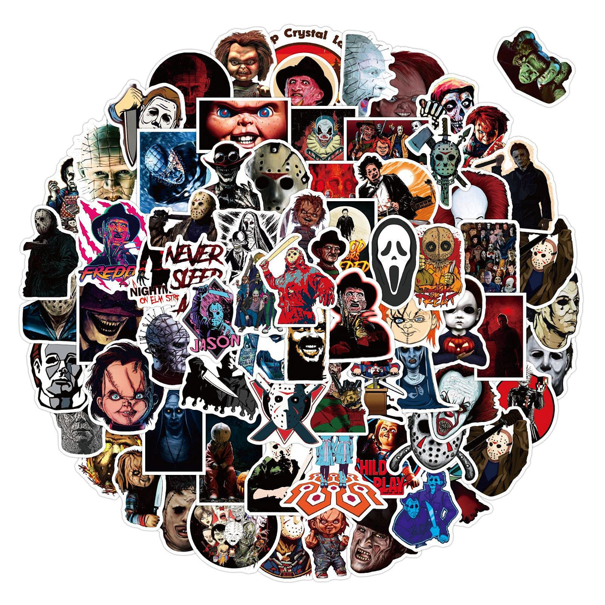 Horror Movie Stickers Pack 100PCS Thriller Horror Movie Killer Role Character Stickers for Water Bottle Cup Laptop Guitar Car Motorcycle Bike Skateboard Luggage Box Vinyl Waterproof Graffiti Patches