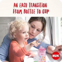 NUK Kiddy Cup Toddler Cup   12and Months   300 ml   Leak-Proof Toughened Spout   Clip & Protective Cap   BPA-Free   Pink