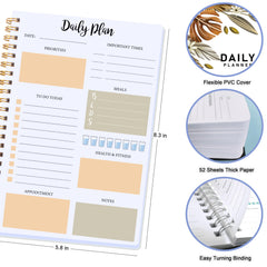 Daily Planner, Daily To Do List Notebook with Meal Schedule, Appointments for Home, Work, School,52 sheets, A5