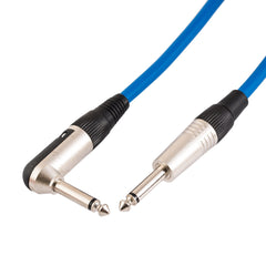 Guitar Lead 6.35mm 1/4 inches Mono Jack to Angled Jack/Instrument Cable / 6 Colours 3m Blue