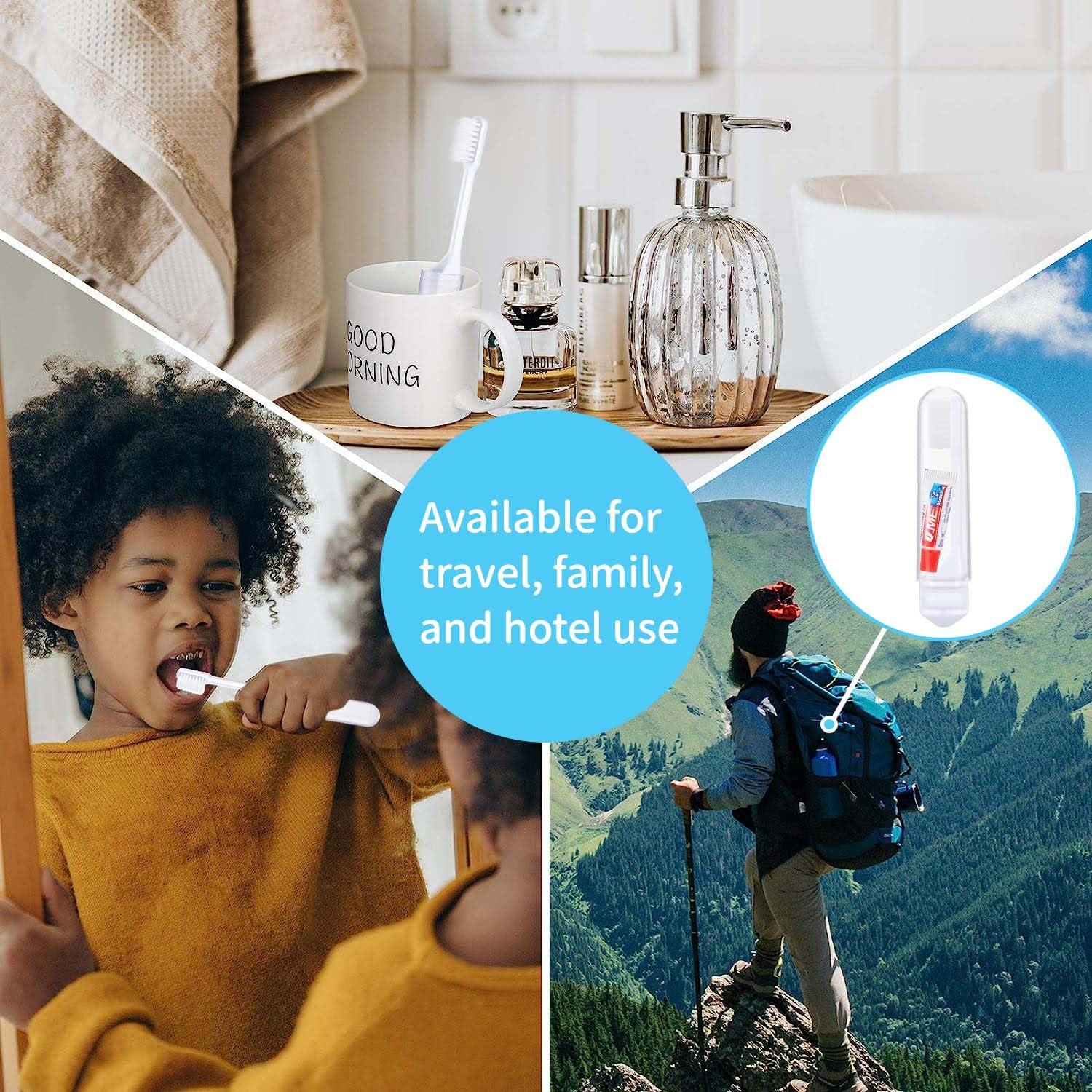 Travel Toothbrush Set of 2, Portable Toothbrush Travel Size with Mini Toothpaste, Camping Foldable Travel Toothbrush Travel Toothpaste Mini Toothbrush, Small Toothbrush Soft for Children Kid Adult