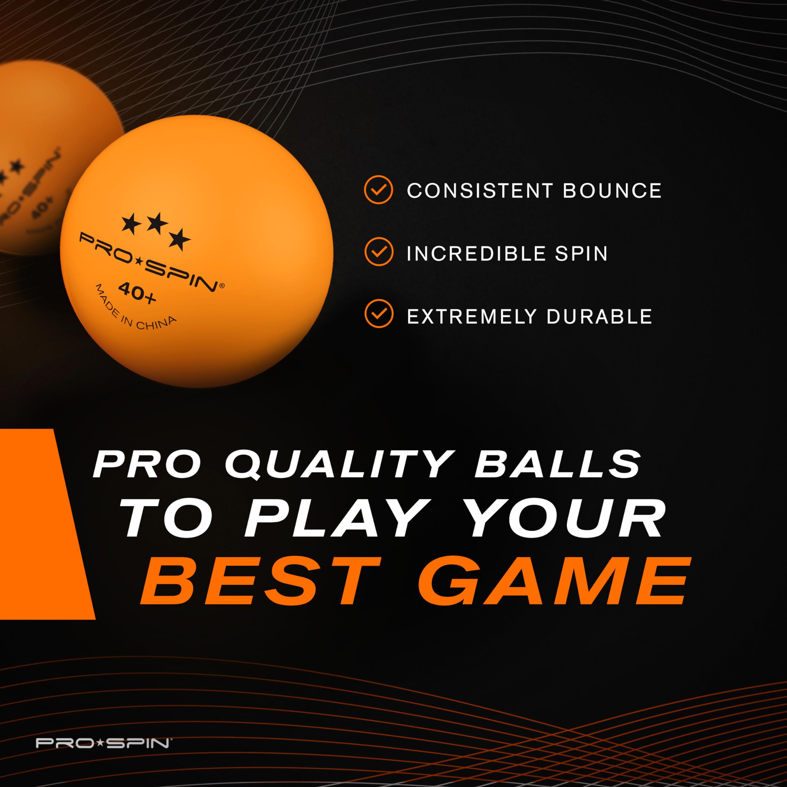 PRO SPIN Ping Pong Balls - Orange 3-Star 40and Table Tennis Balls (Pack of 60)   High-Performance ABS Training Balls   Ultimate Durability for Indoor/Outdoor Ping Pong Tables