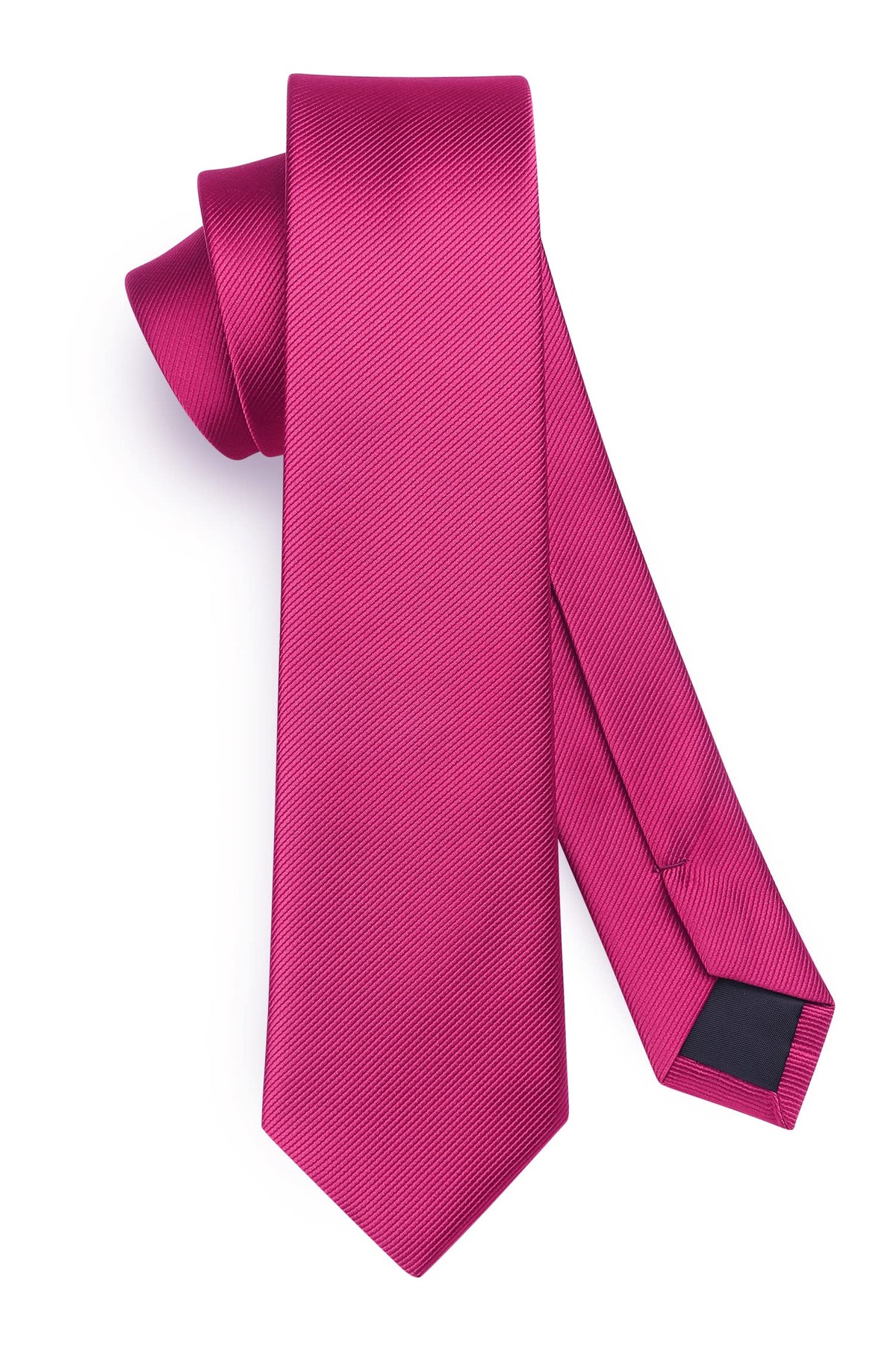 HISDERN Hot Pink Tie Silk Skinny Tie Slim ties For Men Solid NeckTie Classic Formal Tie For Business Wedding(6cm)