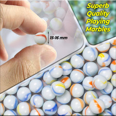 ARSUK Cat's Eye Marbles, Glass Marbles, Comes in a Bag, Protection Against Damage, Sports Toys & Outdoor (40pcs Milky Marble)