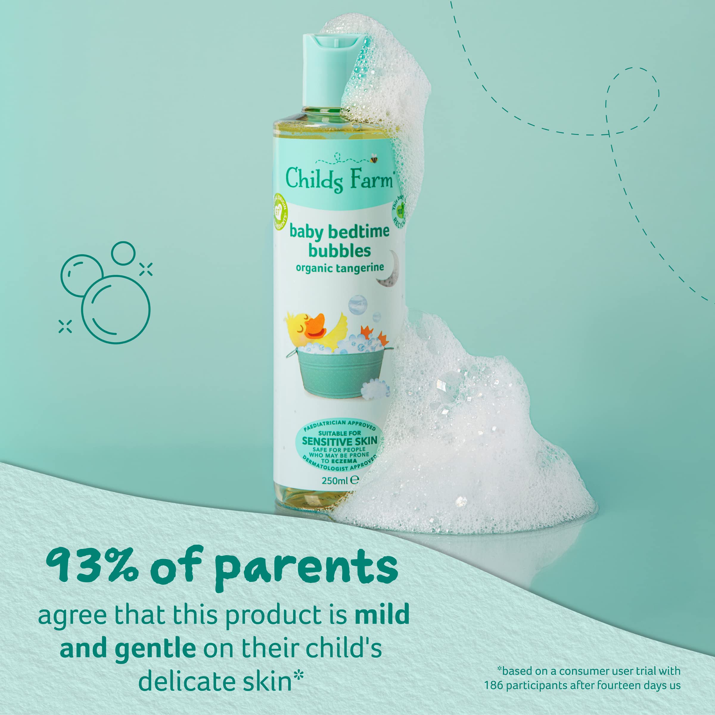 Childs Farm   Baby Bedtime Bubble Bath 250ml   Organic Tangerine   Gently Cleanses & Soothes   Suitable for Newborns with Dry, Sensitive & also safe for people who may be prone to eczema