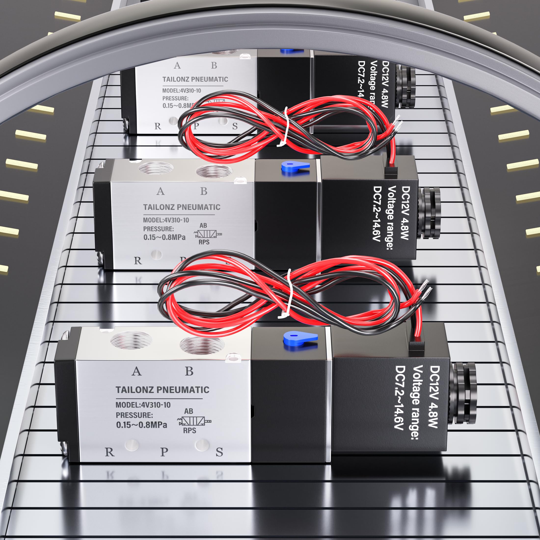 TAILONZ PNEUMATIC 3/8 Inch BSP Solenoid Valve 12V Single Coil Pilot-Operated Electric 2 Position 5 Way Connection Type 4V310-10