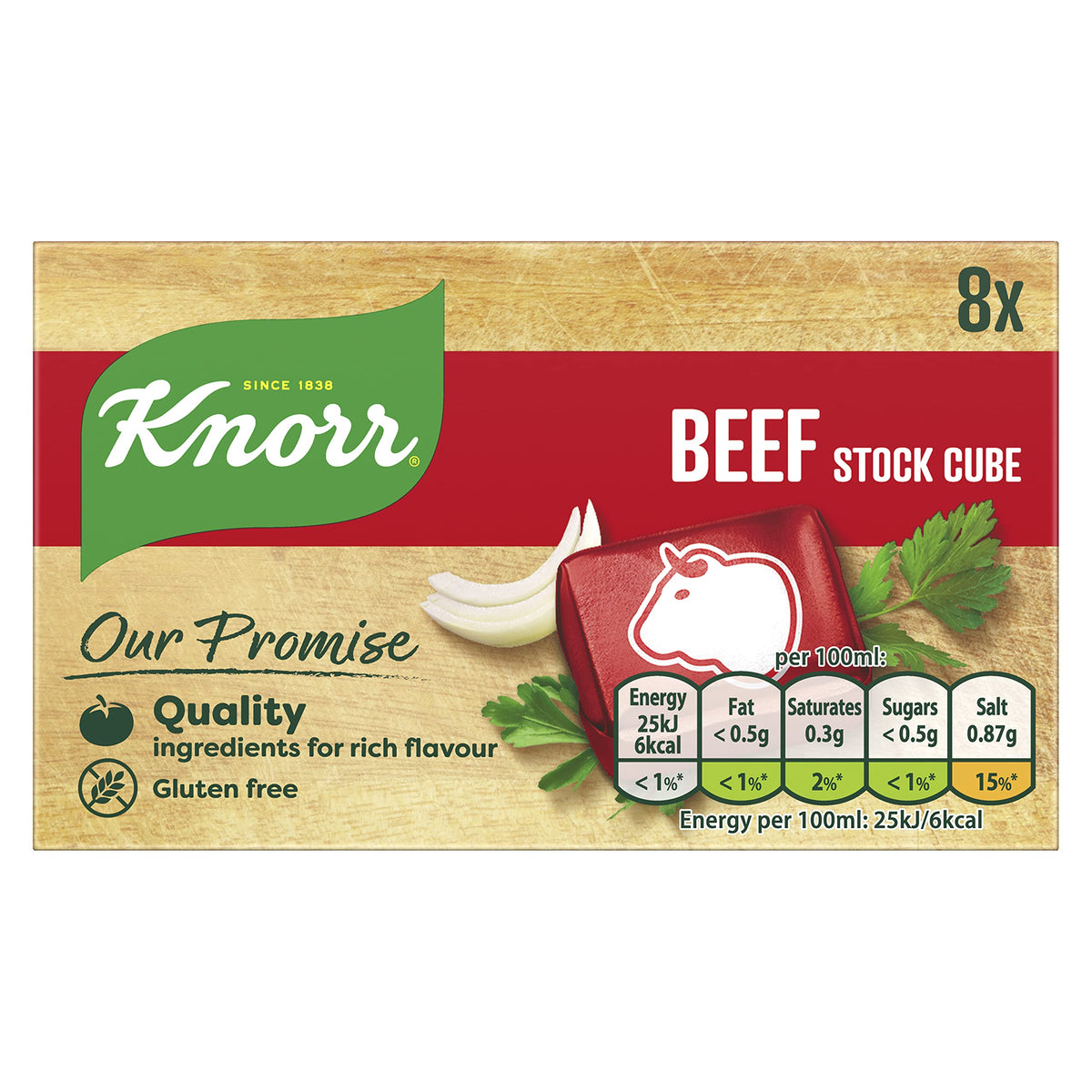 Knorr Beef Stock Cubes gluten-free to add a rich beef flavour to your dishes 8x 10 g