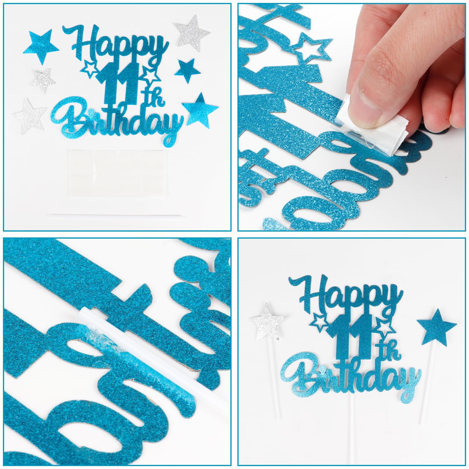 mciskin Happy 12th Birthday Candles Cake Toppers Set, Blue Number 12 Candle for Birthday Cake, Birthday Candles Cake Toppers for Girls Boys Birthday Decorations, Blue Silver Star Cake Cupcake Toppers