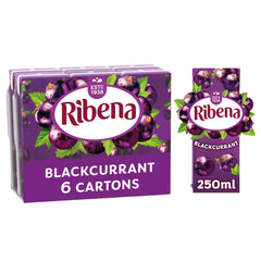 Ribena Blackcurrant Juice Drink Cartons - Multipack 6x250ml; Real Fruit; Rich In Vitamin C; No Artificial Colours or flavours ; Perfect For On The Go