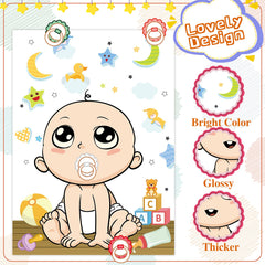 Funnlot Baby Shower Games Pin the Dummy on the Baby with 24 Stickers, Blindfold Unisex Pin the Dummy on Baby for 24 Players Pin the Pacifier on the Baby Larger Size Baby Shower Boy Games