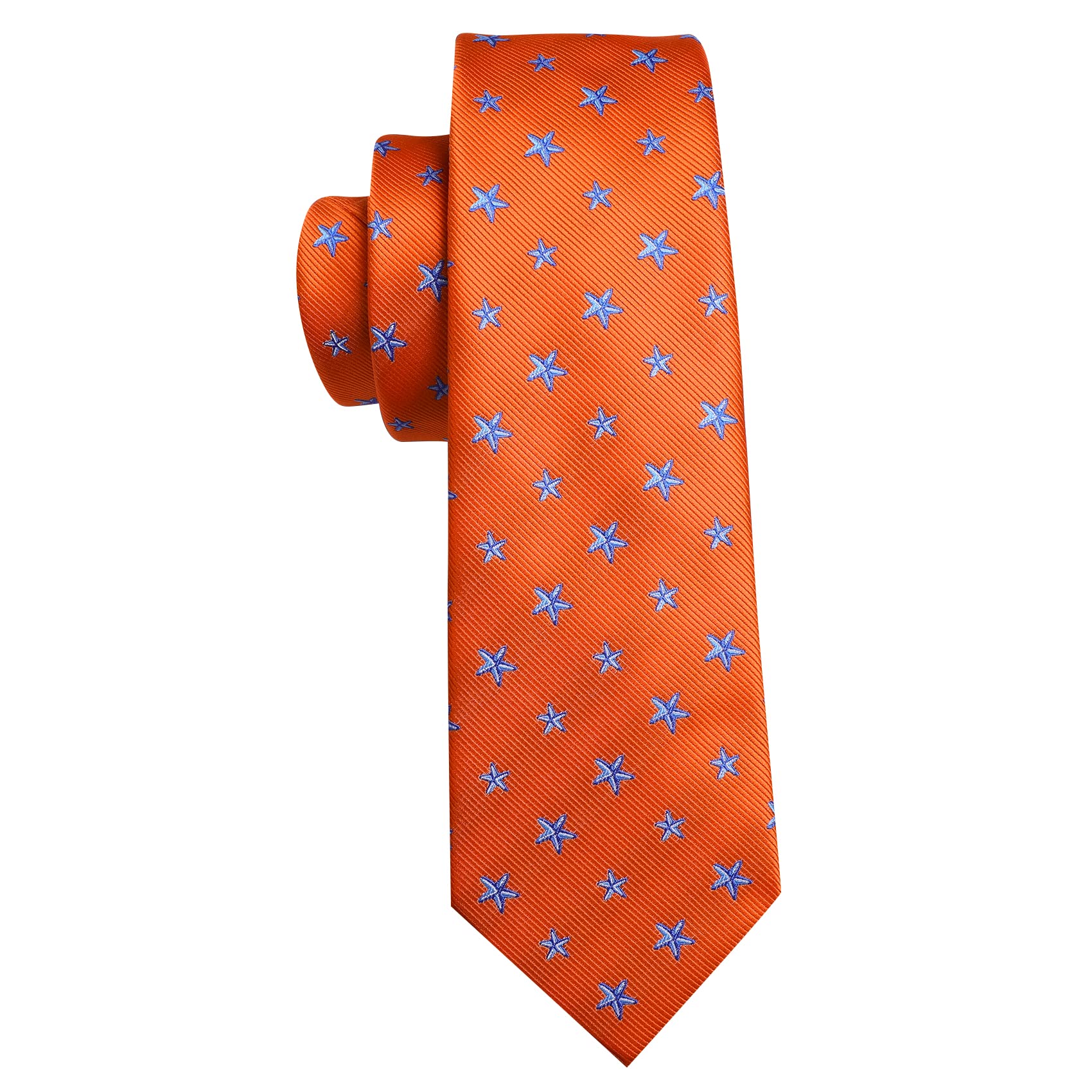 Barry.Wang Men's Orange Tie Set Wedding Pattern Necktie Pocket Square Cufflink Design Fashion Wedding