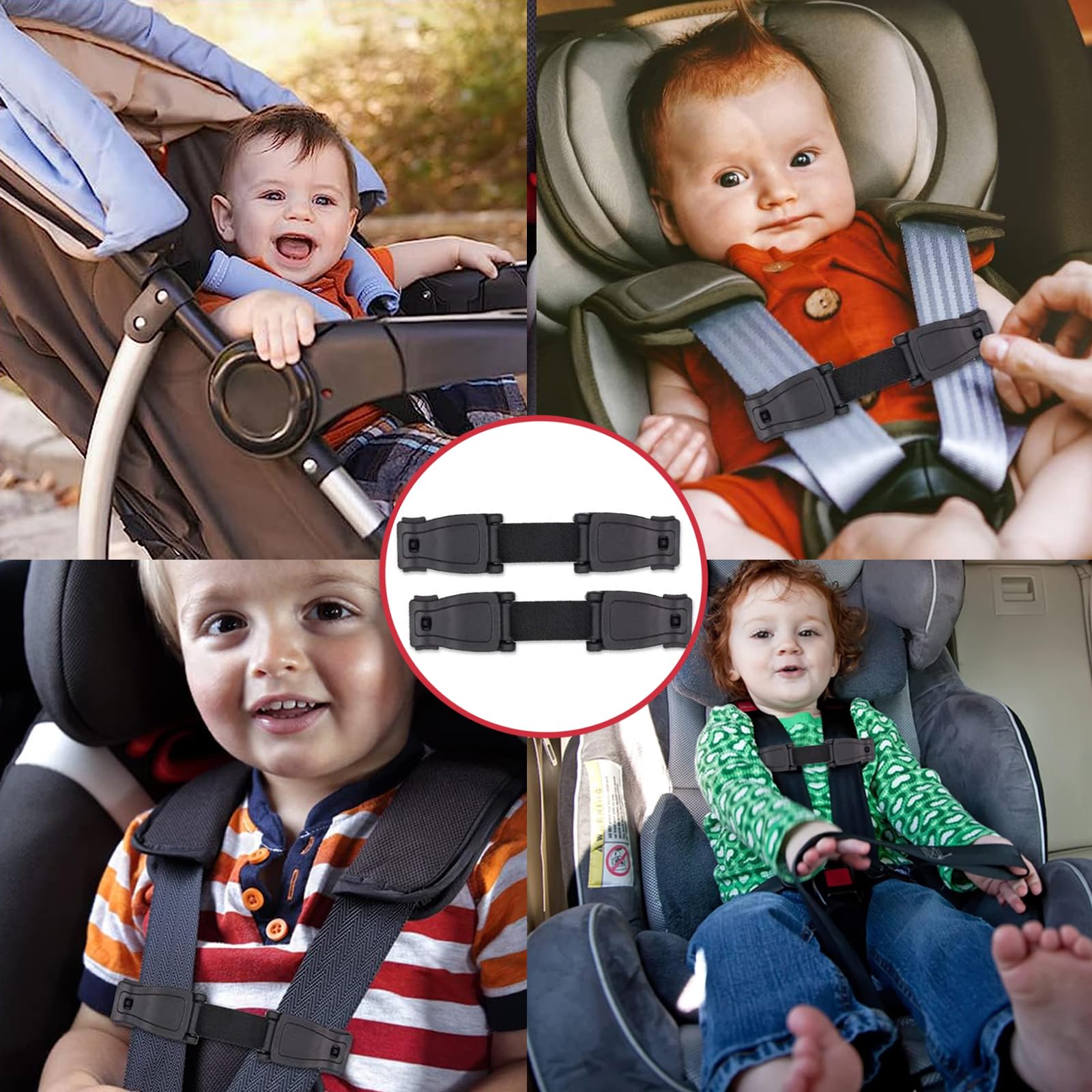 Anti Escape Car Seat Strap, 2 Pcs Car Seat Safety Clip, Safety Strap Prevent Kids Taking Their Arms Out of Kid Car Seat/High Chairs/Strollers/Kid Reins/High Chairs Kid Reins(Black)