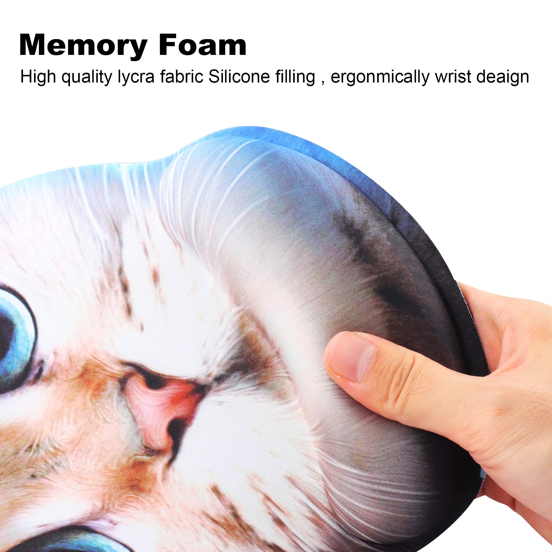 Mouse Pad with Wrist Support,Jahosin Ergonomic Memory Foam Wrist Rest Non-sliding Rubber Base for Computer and Office (25x23 cat)