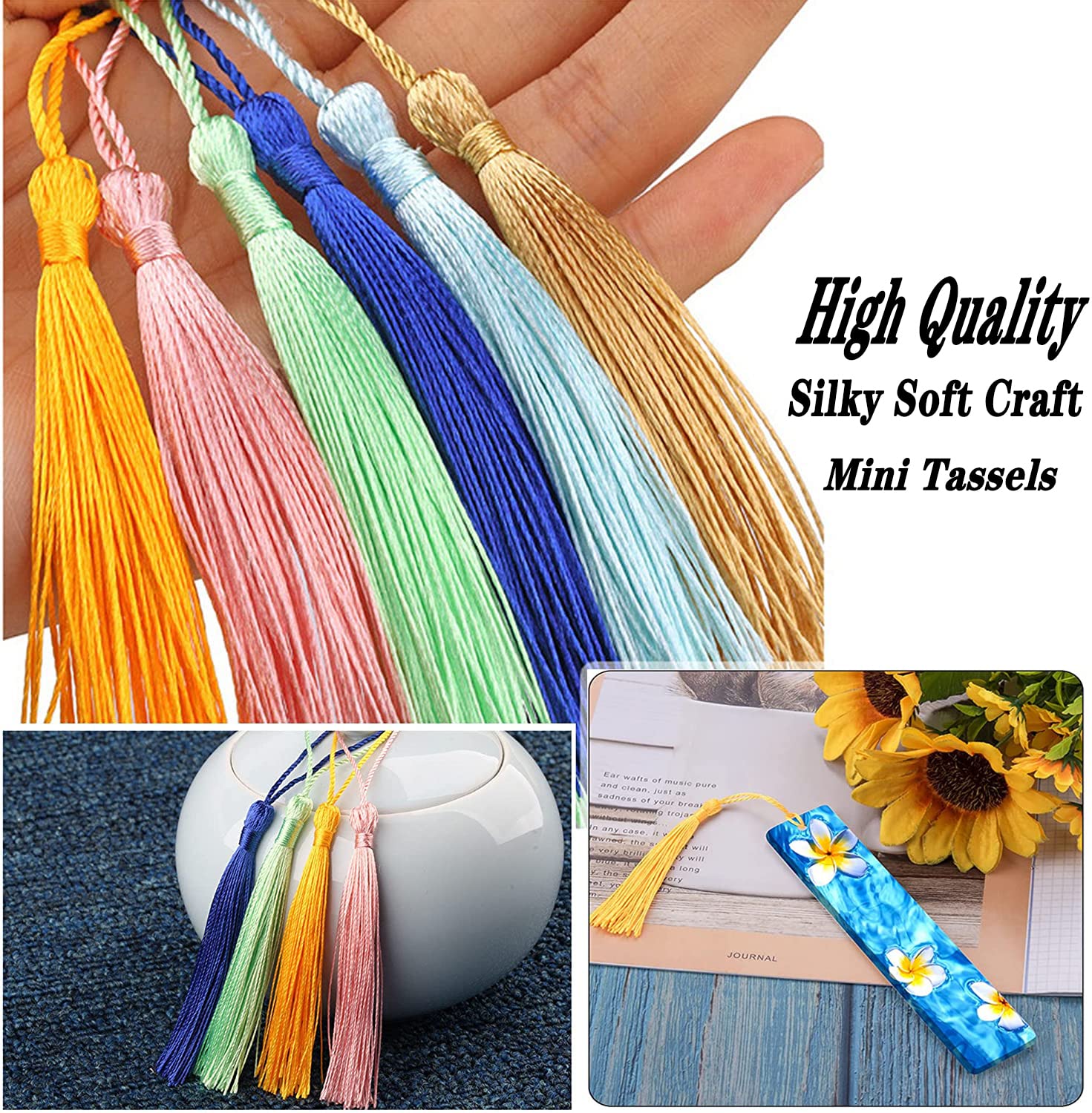 30 PCS Bookmark Tassels, Mini Tassels Silky Tassels for Bookmarks Handmade Bookmark Tassels for Resin DIY Craft Supplies and Home Decor (Heavypurple)