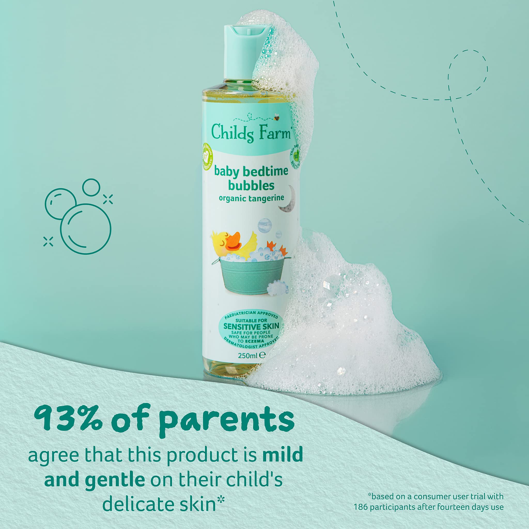 Childs Farm Organic Tangerine Baby Bedtime Bubble Bath   Bulk Refill 2.5L   Gently Cleanses & Soothes, Suitable for Newborns with Dry, Sensitive & Eczema-prone Skin