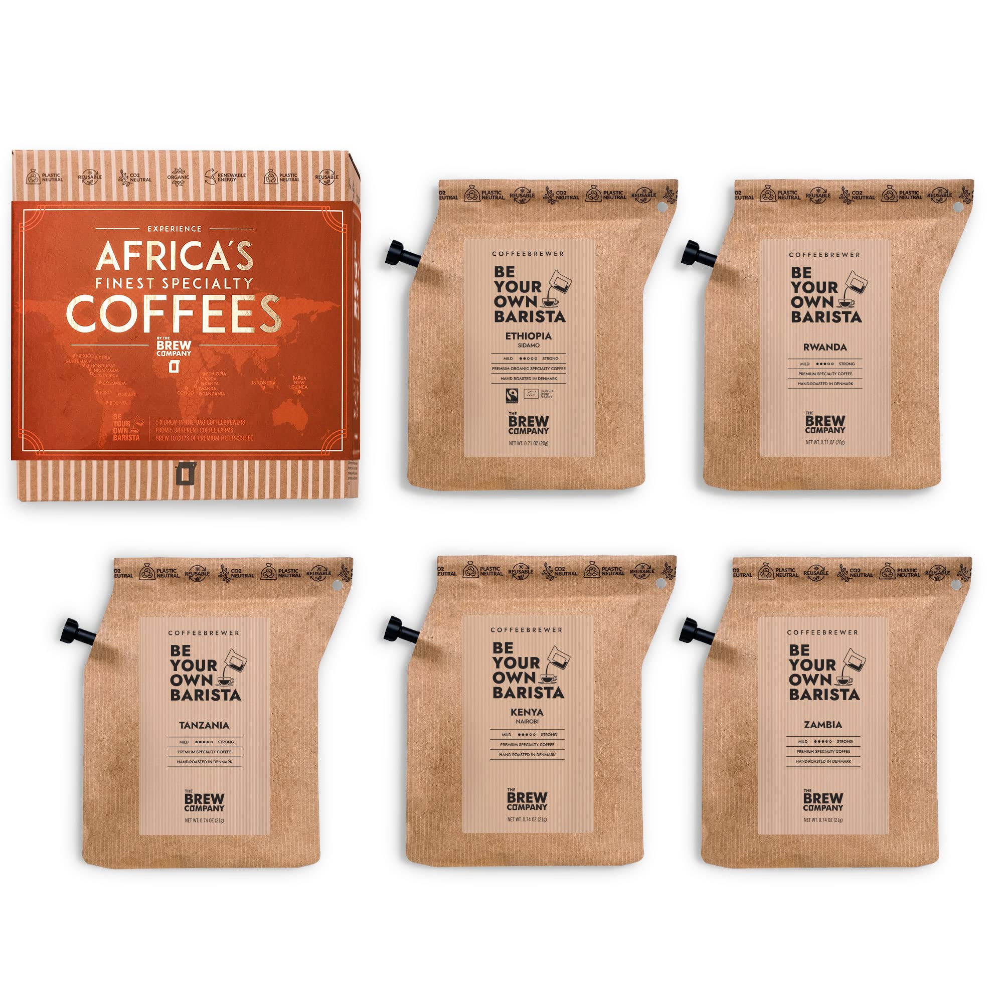 Gourmet Coffee Gift Set for Men & Women – 5 of the Africa’s Finest Single Estate Specialty & Organic Coffees   Brew & Enjoy Anytime, Anywhere   Hamper Style Letterbox Gift Idea for Him & Her