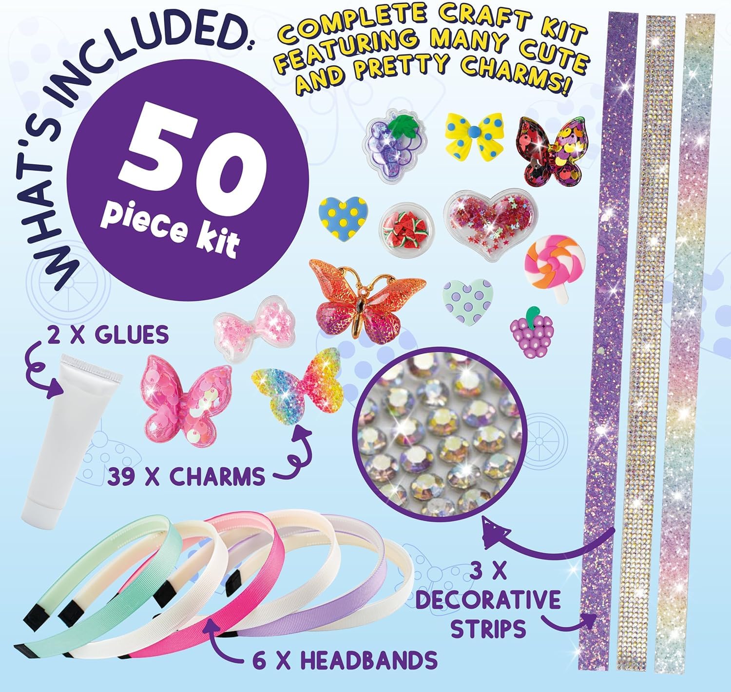 PURPLE LADYBUG Glamour Headband Making Kit for Girls Age 6and - Fun DIY Hair Bands & Hair Accessories - Birthday Gifts for Girls Ages 6 7 8 9 10 - Great 7 Year Old Girl Gifts & Toys for 8 Year Old Girls