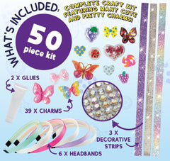 PURPLE LADYBUG Glamour Headband Making Kit for Girls Age 6and - Fun DIY Hair Bands & Hair Accessories - Birthday Gifts for Girls Ages 6 7 8 9 10 - Great 7 Year Old Girl Gifts & Toys for 8 Year Old Girls