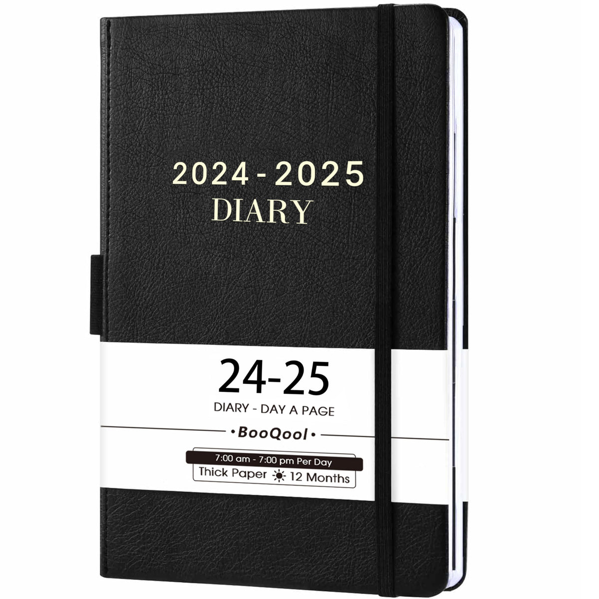 Academic Diary 2024-2025 - Diary 2024-2025 A5 Page A Day from July 2024 to June 2025, Productivity Daily Planner with Monthly Tabs, Inner Pocket, Grey, Banded,14.3 X 21 cm