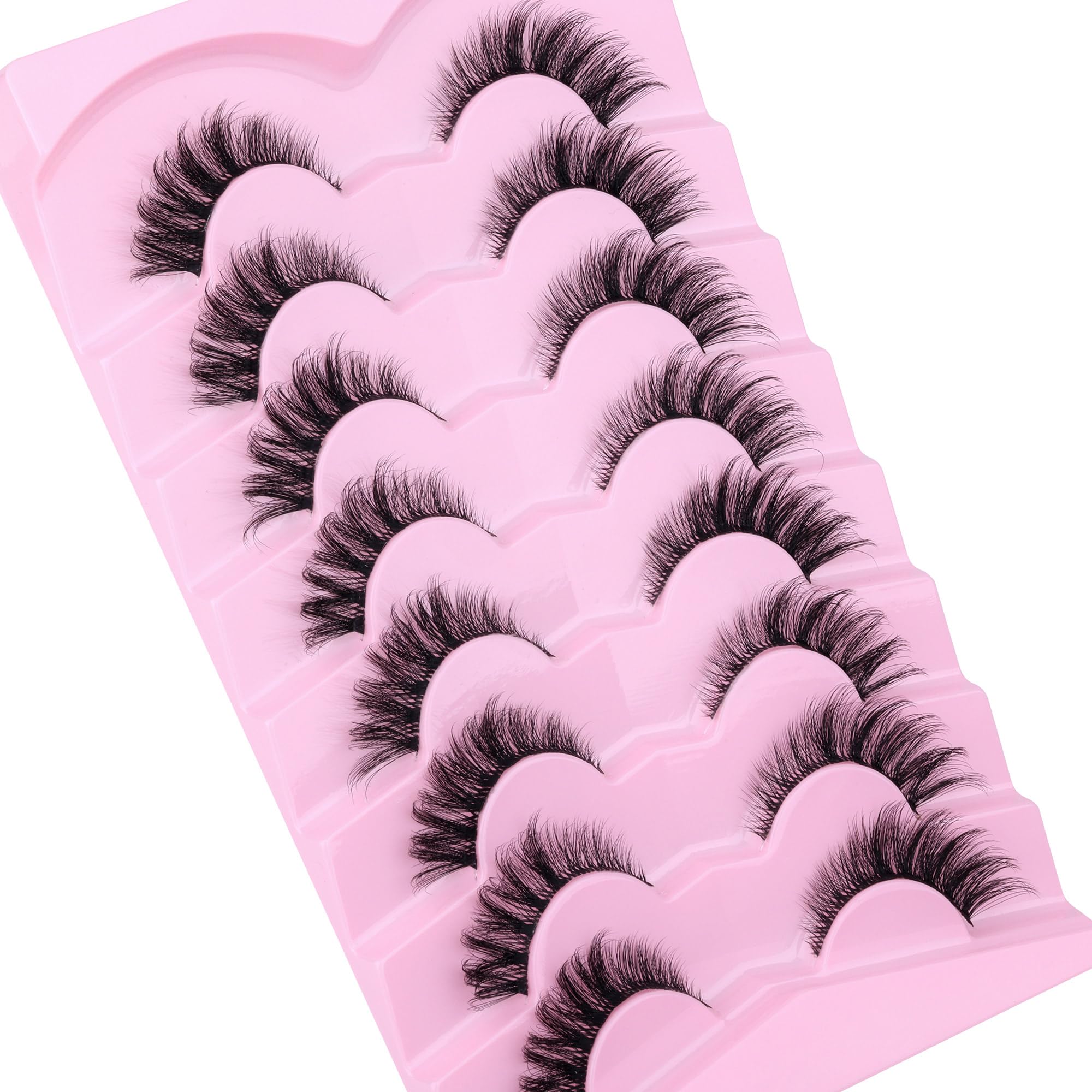 Natural Lashes Cat Eye Lashes False Eyelashes Fox Eye Lashes Wispy Lashes Natural Look Clear Band Lashes 3D Strip Fake Eye Lashes Pack by GVEFETIEE