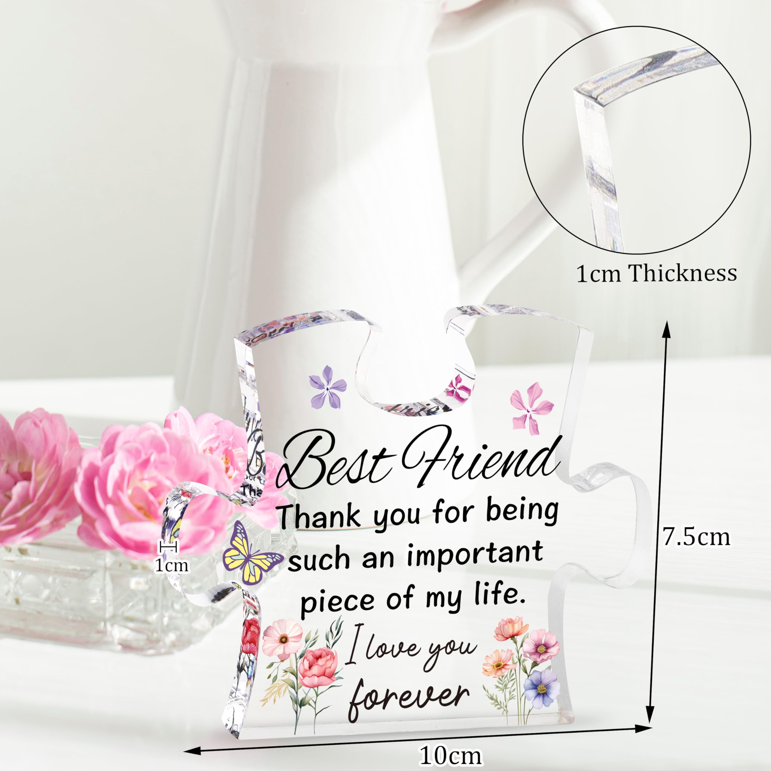 Merclix Best Friends Puzzle-Shaped Acrylic Plaque for Women Birthday Friendship Gifts for Women Christmas Bestie Gifts for Women Gifts for Friends Women Best Friends Birthday Gifts