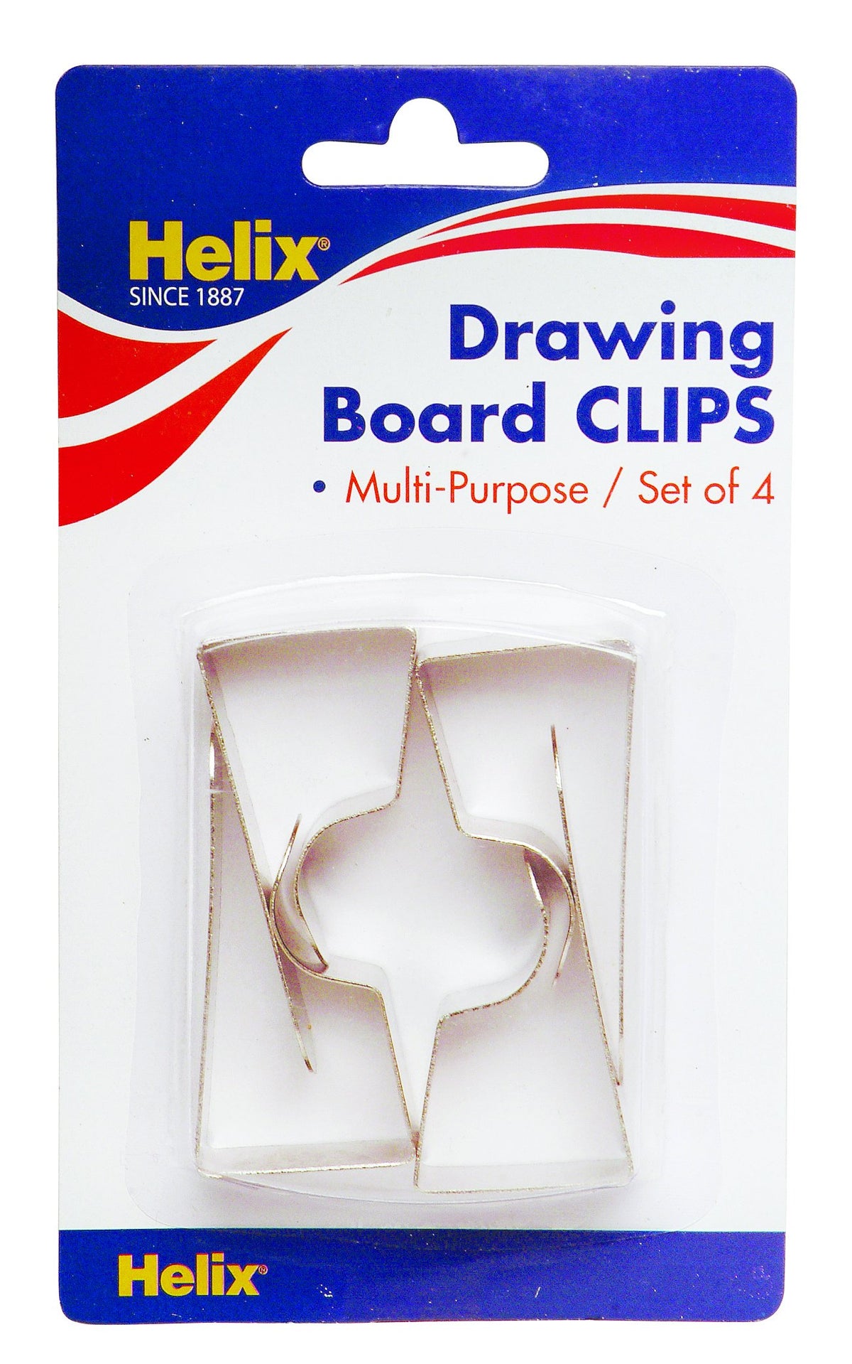 Helix Drawing Board Clips (Pack of 4), silver