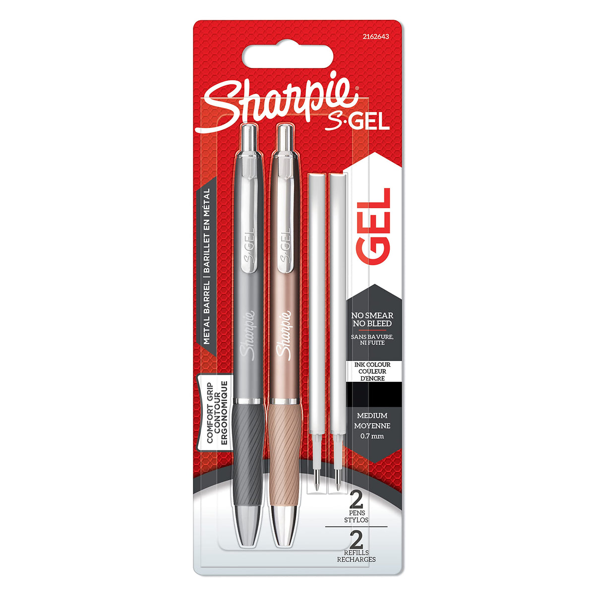 Sharpie S-Gel   Metal Gel Pens   Medium Point (0.7mm)   Steel Grey & Rose Gold   Black Ink   2 Pens & 2 Gel Pen Refills