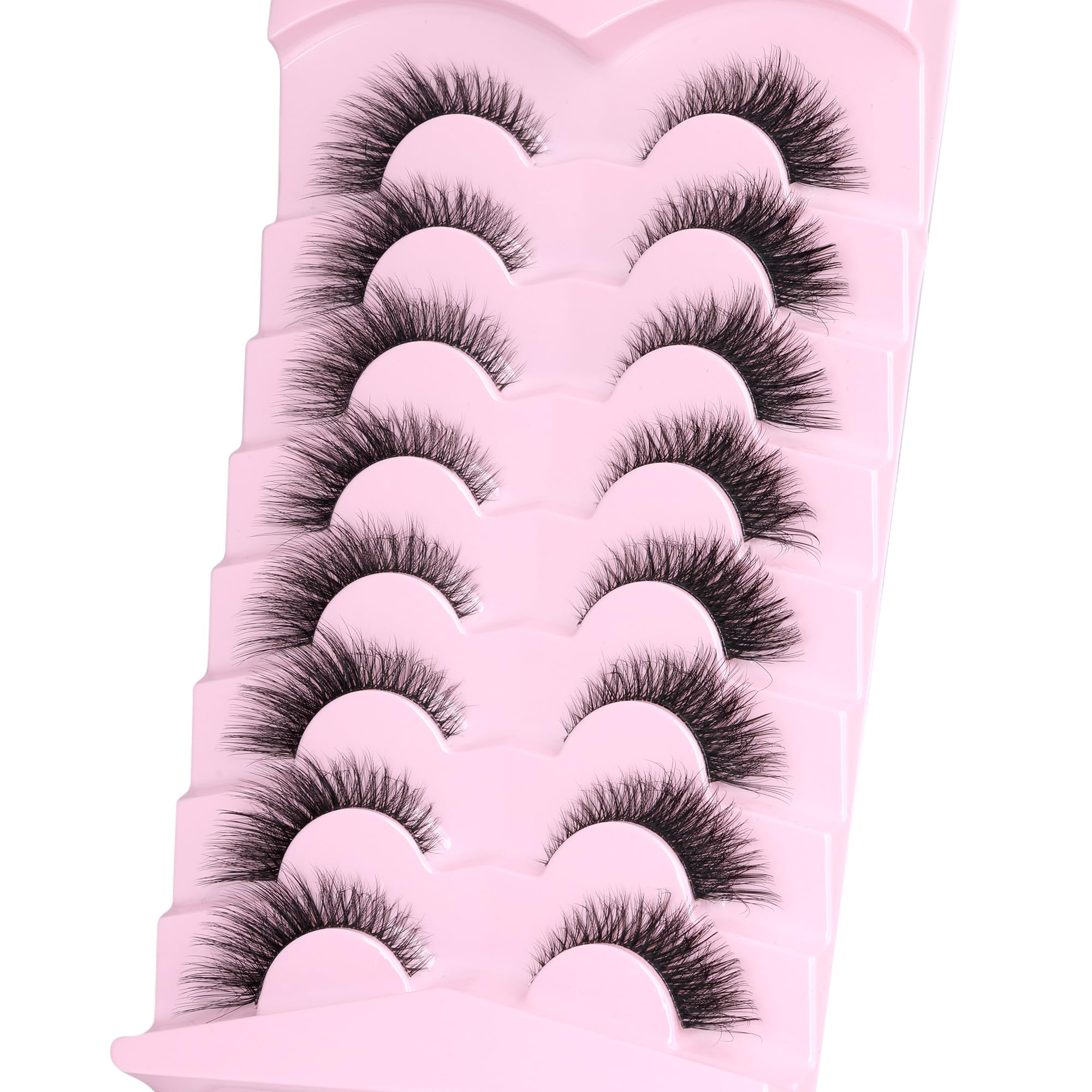 Fox Eye Lashes Wispy Eyelashes Natural Look Clear Band Lashes Fluffy Faux Mink Lashes Natural False Lashes Pack by GVEFETIEE 8 Pairs