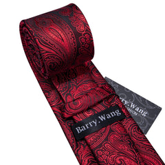 Barry.Wang Paisley Man Tie Set Silk Wove Necktie Handkerchief Cufflinks Jacquard Stain Formal Business Purple