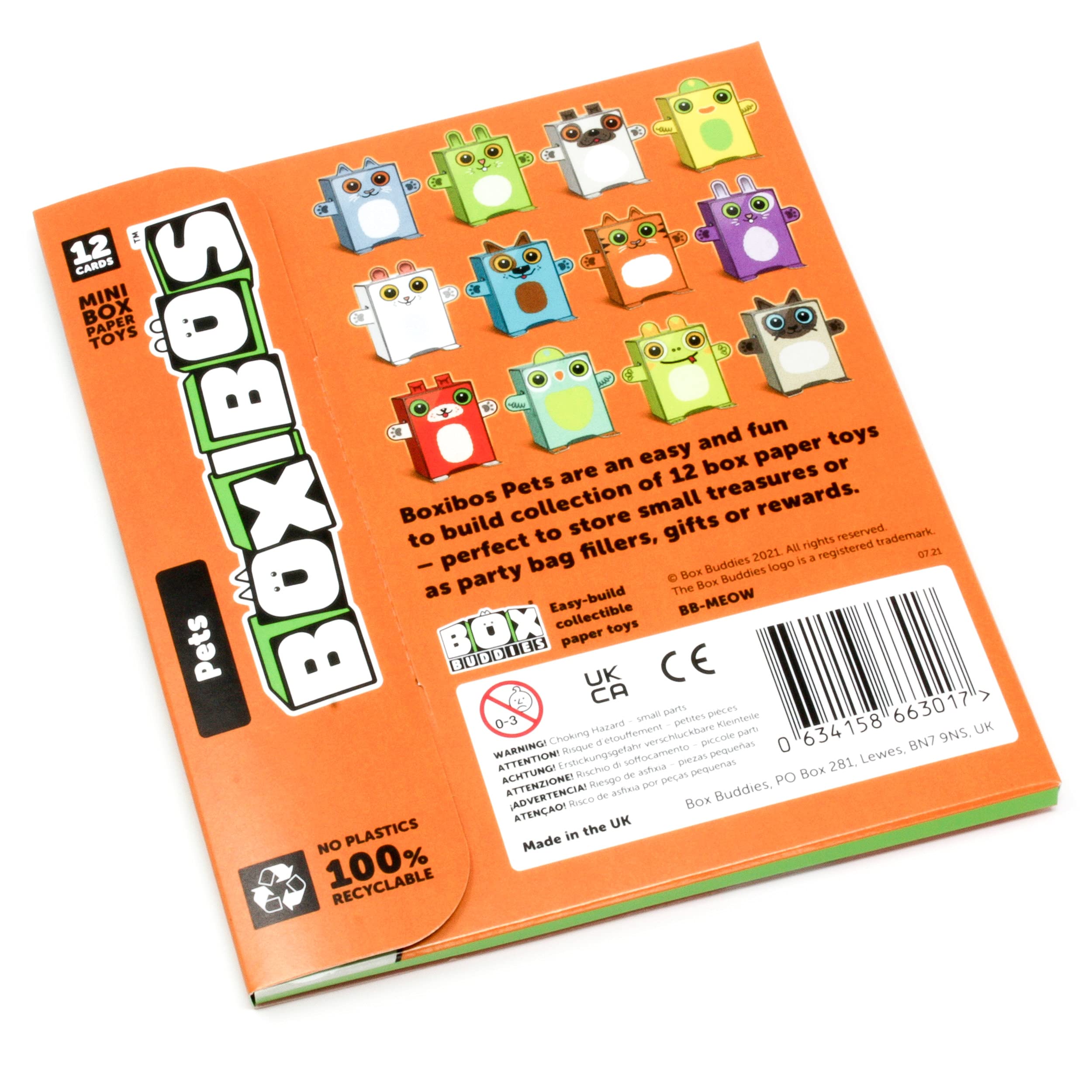 Box Buddies Boxibos Pets - Pack of 12 Mini Box Animals - Paper Craft for Kids, Party Bag Fillers, Pocket Money Toys