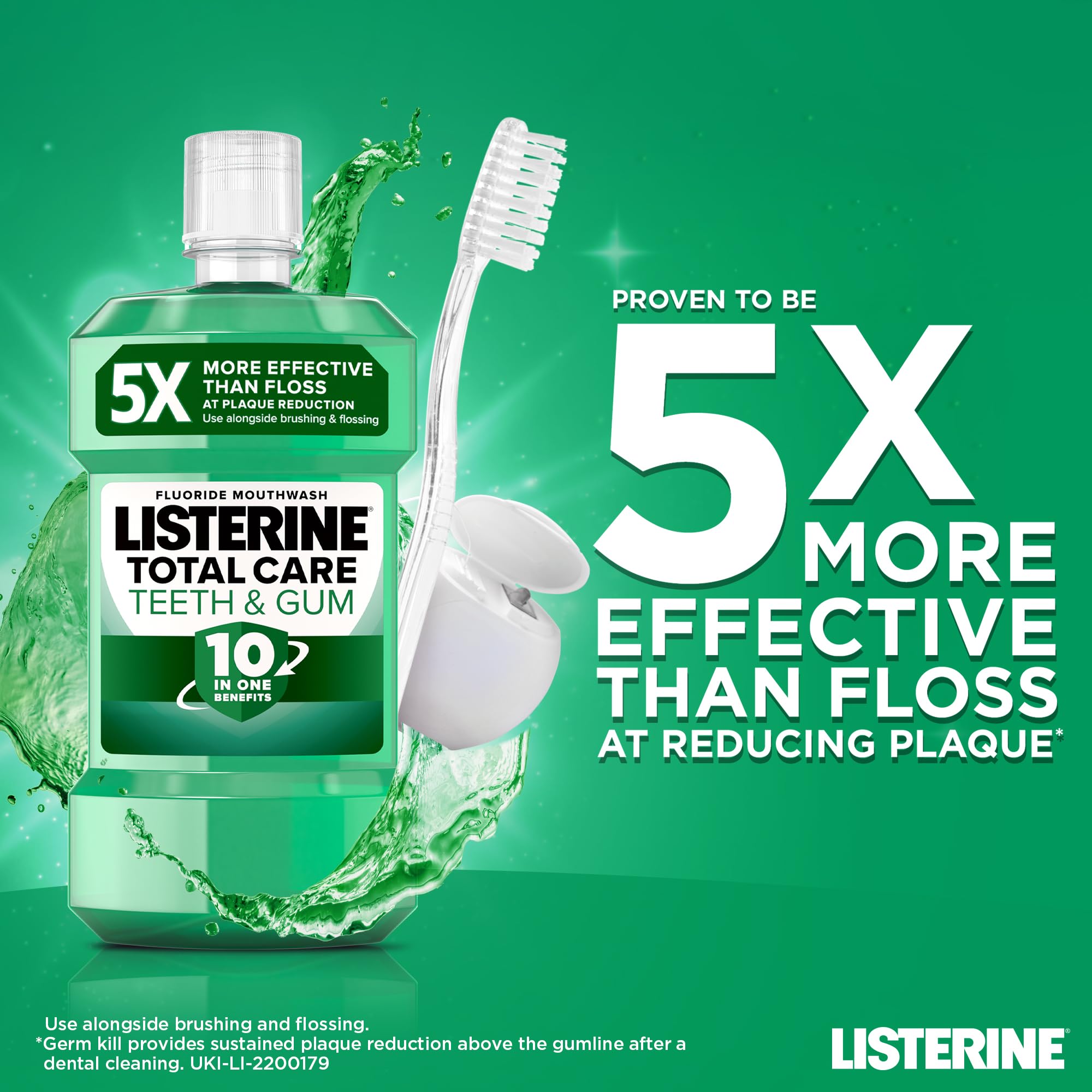 Listerine Total Care Teeth and Gum Mouthwash (250ml), 10-in-1 Benefit Mouthwash for Total Oral Care, Gum Mouthwash to Maintain a Clean and Healthy Mouth